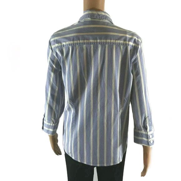 L.L Bean Blue and White Striped Button Down size L - Picture 3 of 9